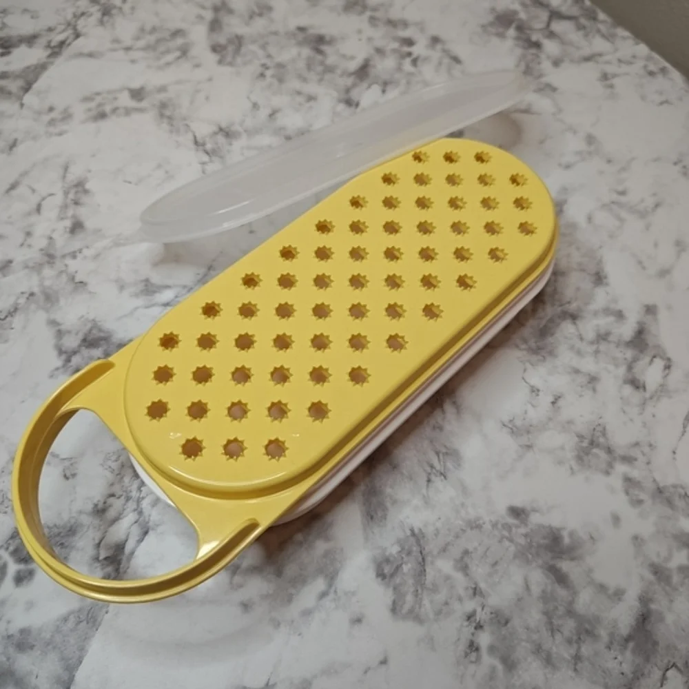 Vintage Tupperware Microwave Steamer Poacher Grater Set Yellow White 3pc Retro